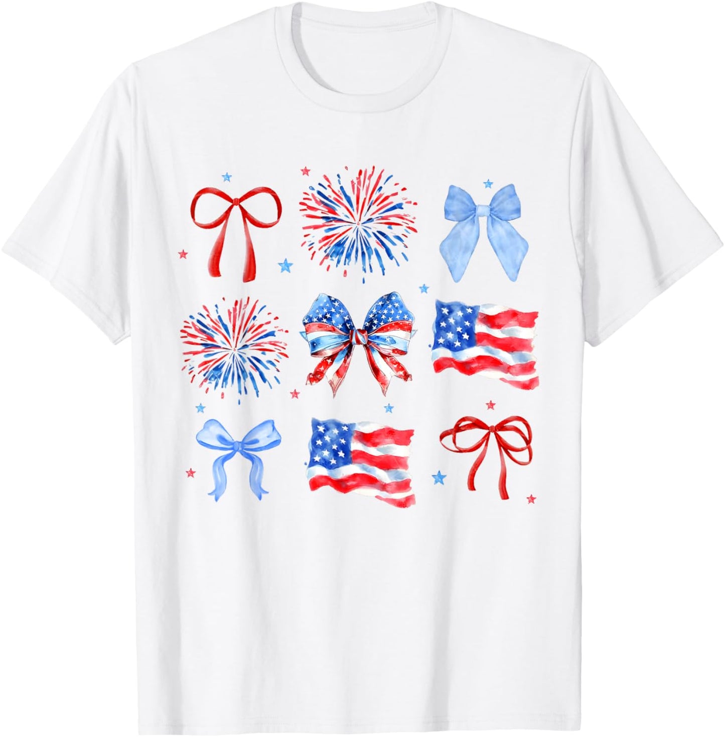 Coquette Bows Red White Blue Usa Flag 4Th Of July Women Girl