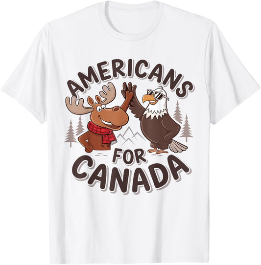 Americans For Canada Funny Moose Eagle High Five Usa Canada