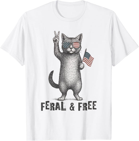 Feral Free Cat Funny 4Th Of July