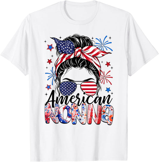 Nonna 4Th Of July American Flag Patriotic Messy Bun