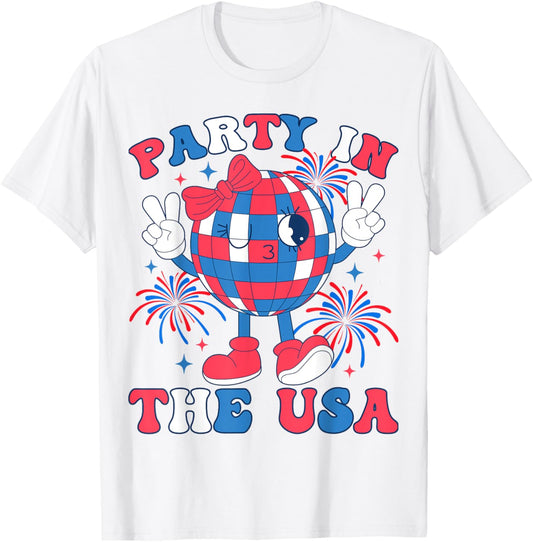 Party In The Usa Disco Coquette Bow Girl Women 4Th Of July