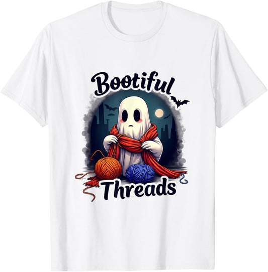 Cute Ghost Knitting with Yarn and Moonlight