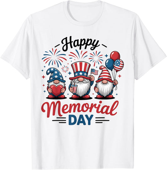 Memorial Day Gnomes Patriotic Usa Red White Blue Fireworks