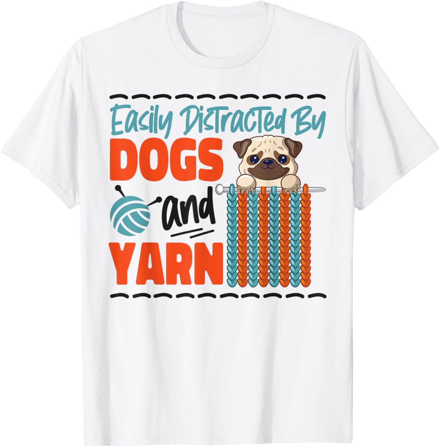 Knitting Knitter Dog Pug Easily Distracted By Dogs And Yarn