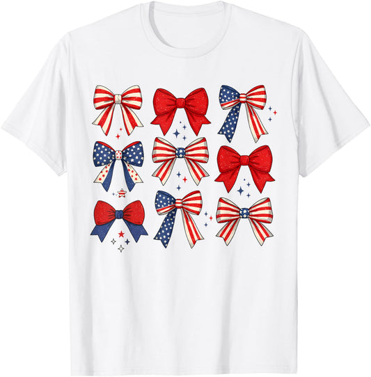 Red White And Blue American Coquette Bows Funny 4Th Of July
