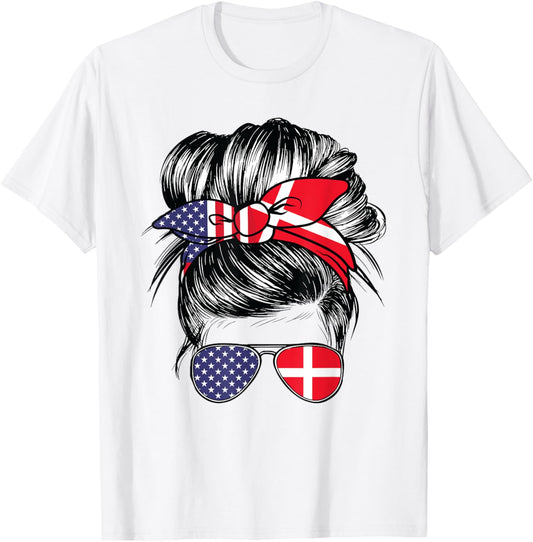 Denmark Flag American Women Girl Usa Heritage Danish