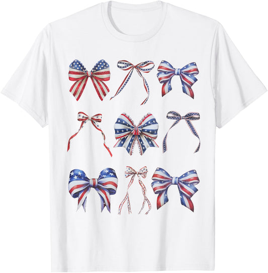 Retro American Flag Coquette Bow Patriotic 4Th Of July