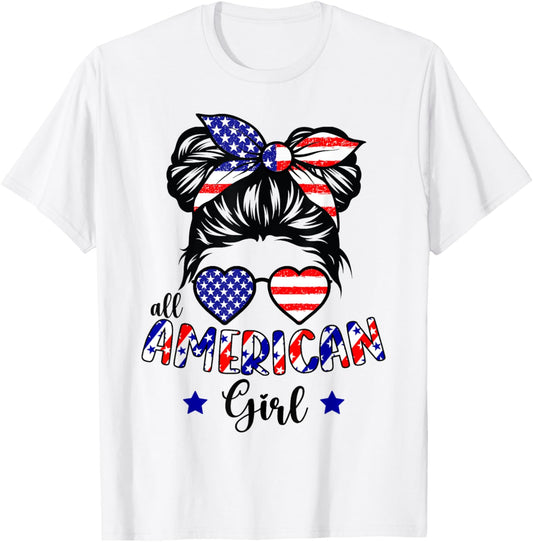 All American Girl 4Th Of July Patriotic Shirts For Girls