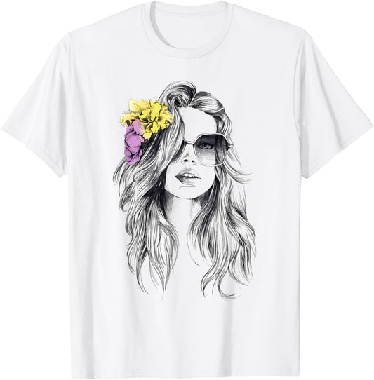 Colorful Woman With Flowers On Face Wall Art