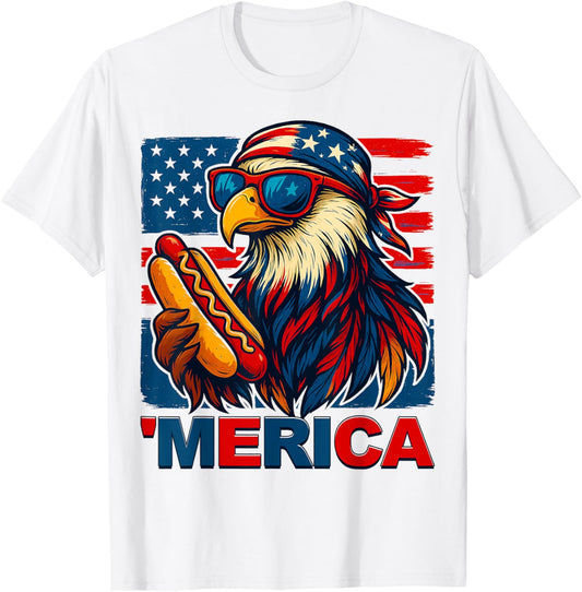 Funny Merica Eagle Hotdog Usa Flag 4Th Of July Patriotic Men