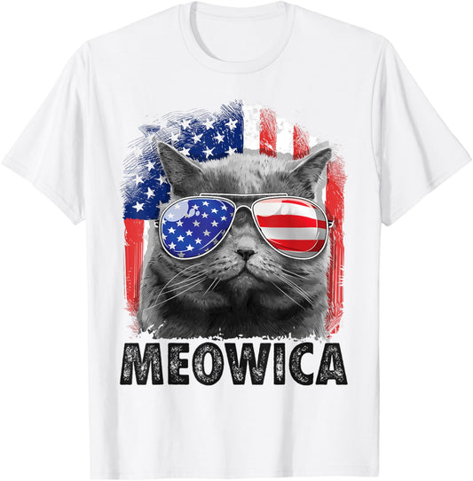 Cat 4Th Of July Shirts Meowica Merica Men Usa American Flag