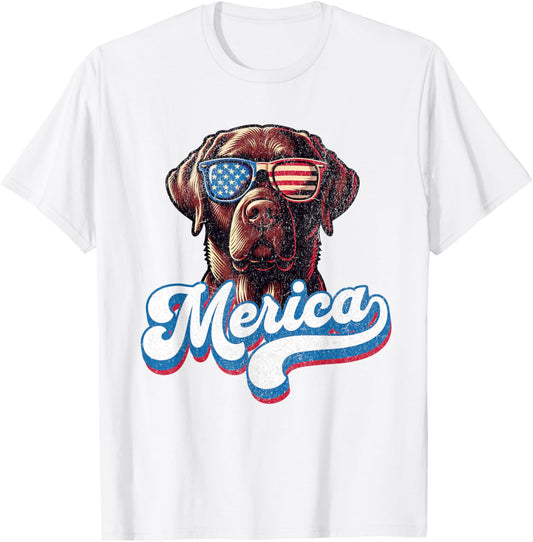 Chocolate Labrador Labs Patriotic American Flag Sunglasses