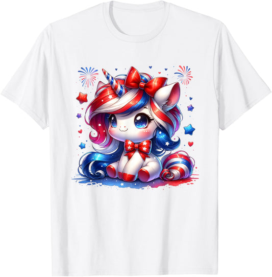Cute Unicorn 4Th Of July Girls Kids American Flag Usa Girls