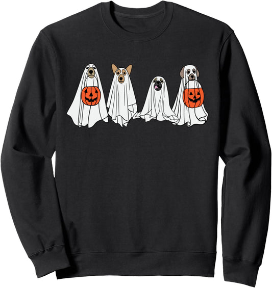Cute men women Halloween dog dogs ghost pumpkin costume tee Sweatshirt