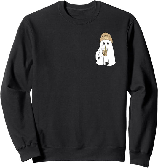 Spooky Season Cute Retro Ghost Ice Coffee Halloween Costume Sweatshirt
