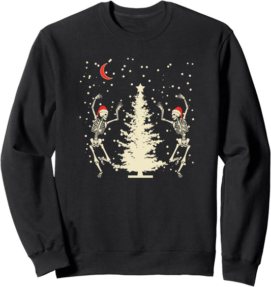 Funny Goth Christmas, Dancing Skeletons Sweatshirt