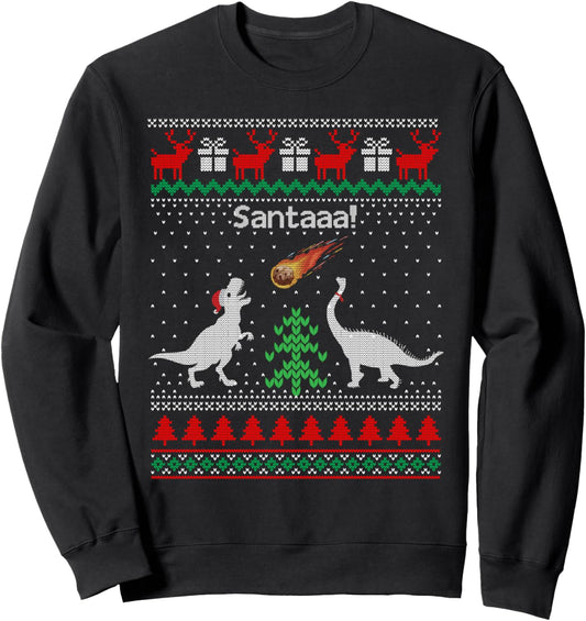 Santa Dinosaur Sweater Ugly Christmas Sweater Dinosaur Sweatshirt