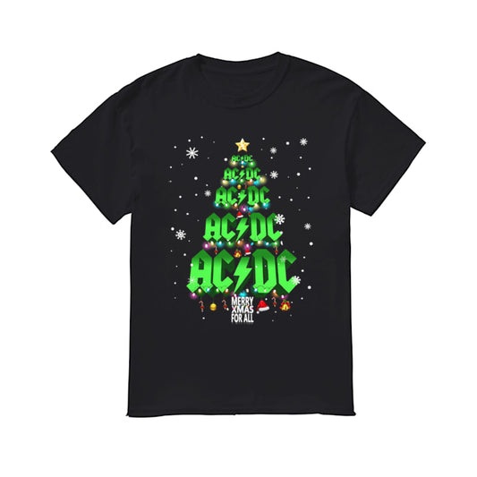 AC DC tree Christmas merry Xmas for all shirt