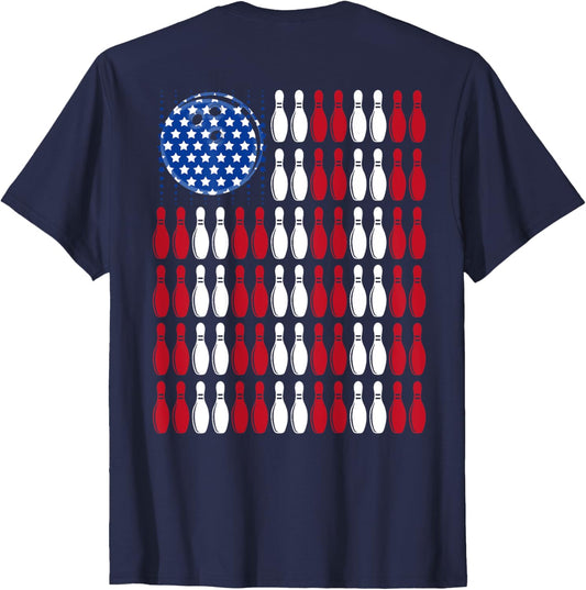 Cool Bowling Bowler Men Women Team American Flag On Back