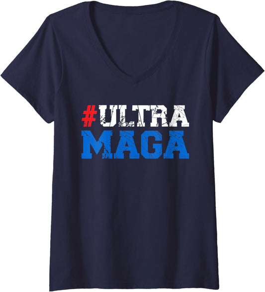 Womens Ultra Maga Shirt Us American Gifts Usa Proud Tee Ultra Maga V Neck