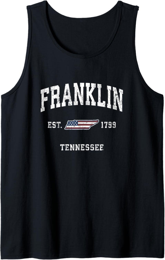 Franklin Tennessee Tn Vintage American Flag Sports Design Tank Top