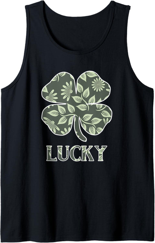 St Patrick's Day Shamrock Designs Lucky Floral Wall Art Tank Top