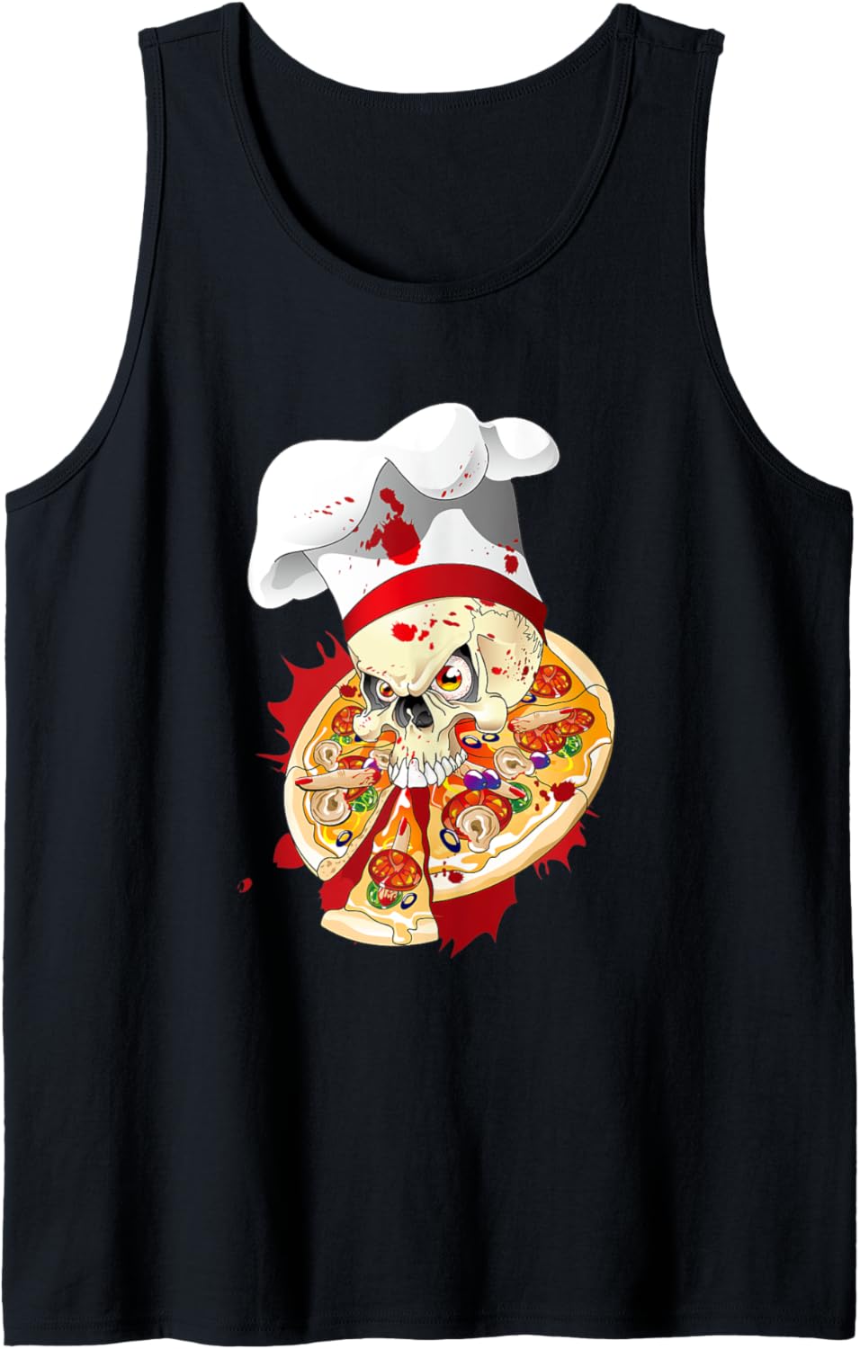 Pizza Skull Halloween - Pizza Maker gift Funny Pizza T-Shirt Tank Top