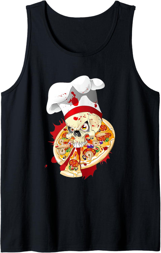 Pizza Skull Halloween - Pizza Maker gift Funny Pizza T-Shirt Tank Top