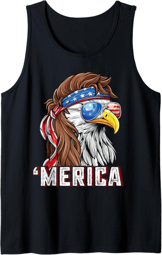 Merica Usa American Flag Patriotic 4Th Of July Bald Eagle Tank Top