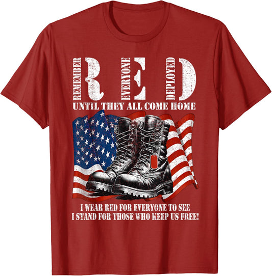 Red Friday Military Remember Everyone Deployed American Flag