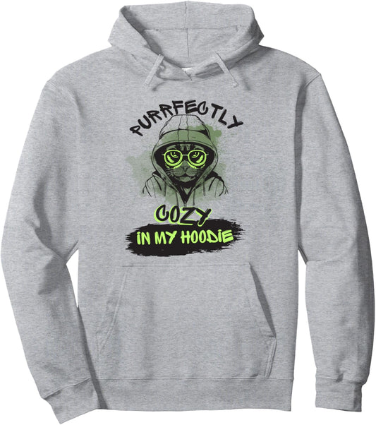 Purrfectly Cozy In My\/ Cat Mom\/ Cat Dad\/ Funny Cat Pun Pullover Hoodie