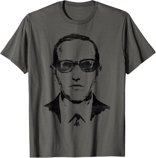 Tripping Yarns DB Cooper, Artists Impression, Halftone Police Sketch T-Shirt, Grey