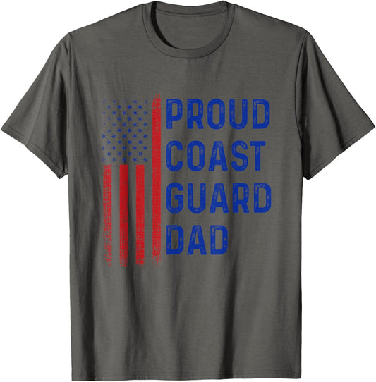 Retro Proud Coast Guard Dad Graduation Dad Usa Flag Outfit