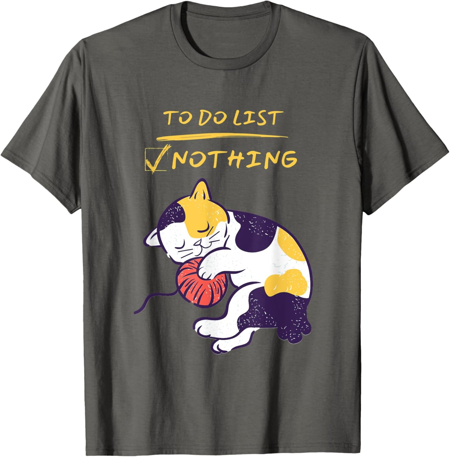 Cute Lazy Sleeping Calico Kitty Cat Sleeping with Yarn