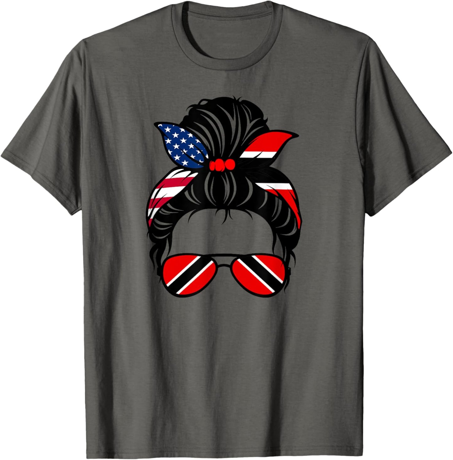 Trinidad And Tobago American Messy Bun Usa Trinidadian Flag