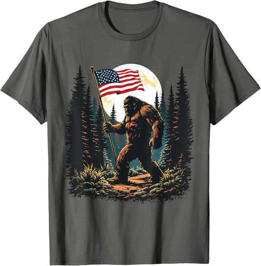 Big Foot Bigfoot Sasquatch American Flag Patriotic 4Th July