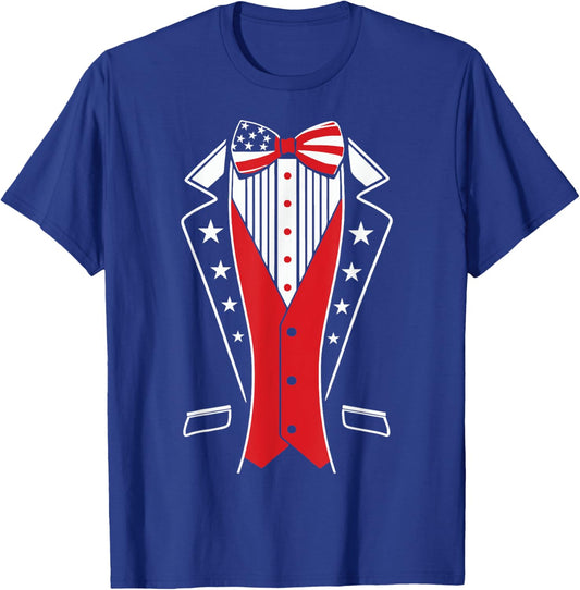 4Th Of July Boys Usa Tuxedo Shirt Us American Flag Youth