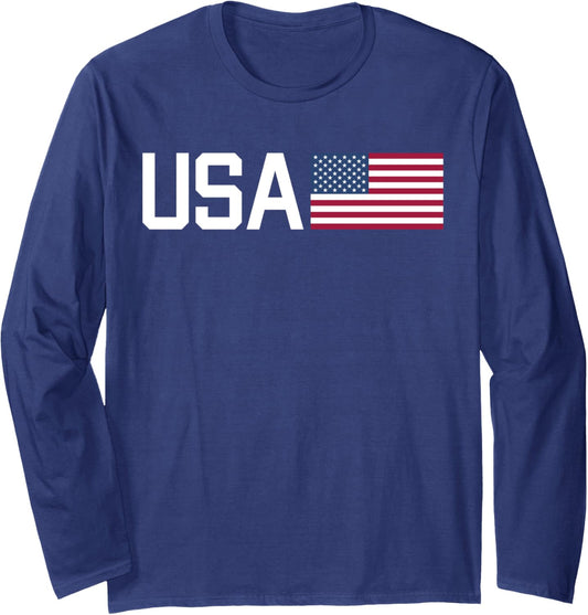 Usa Shirt Women Men Kids American Flag Patriotic 4Th Of July Long Sleeve