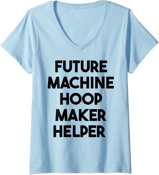 Womens Future Machine Hoop Maker Helper V-Neck