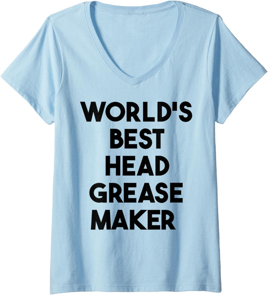 Womens World's Best Head Grease Maker V-Neck