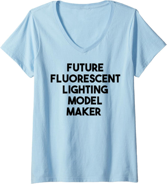 Womens Future Fluorescent Lighting Model Maker V-Neck