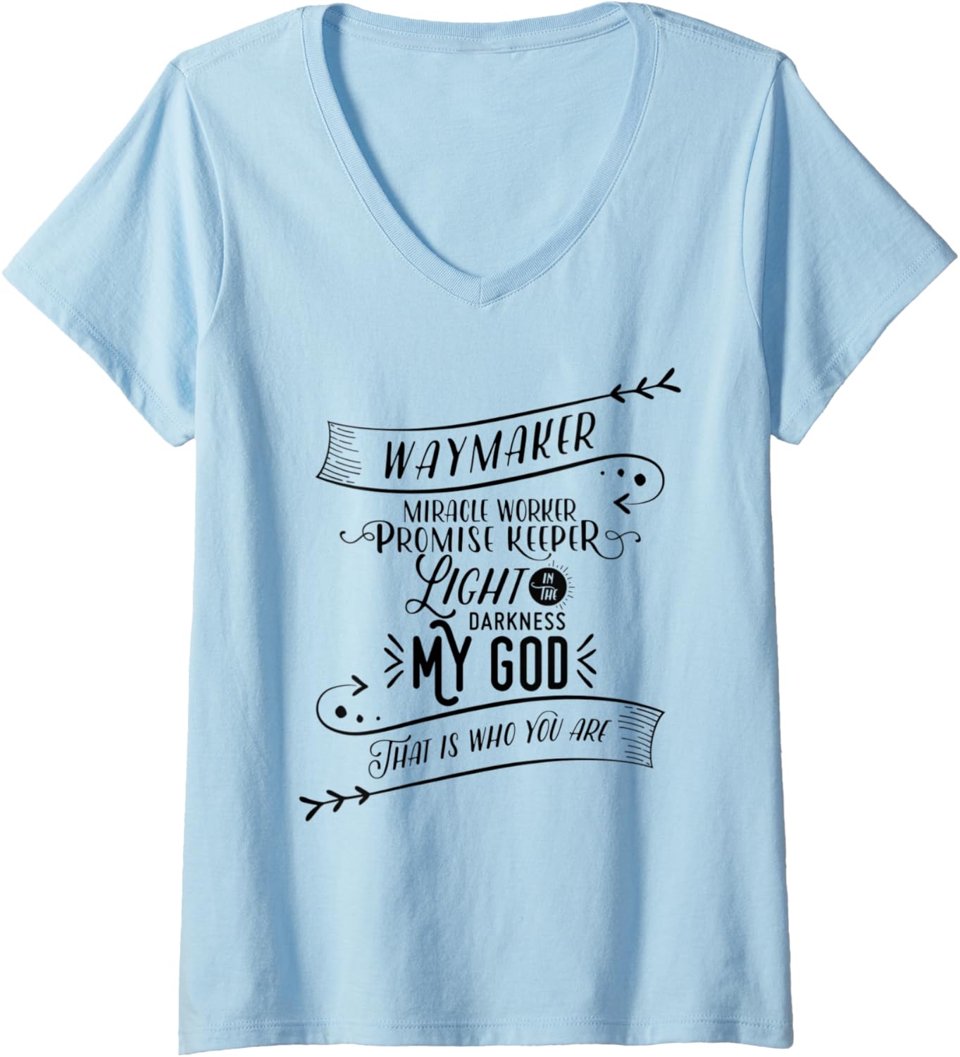 Womens Waymaker Light - Way maker, Miracle Worker, Promise Keeper V-Neck
