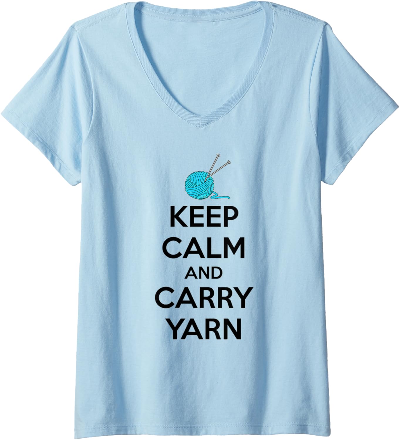 Womens Knitting Gifts for Knitters - Keep Calm and Carry Yarn Funny V-Neck