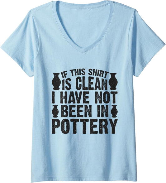 Womens Pottery Lover Art Ceramic Clay Maker V-Neck