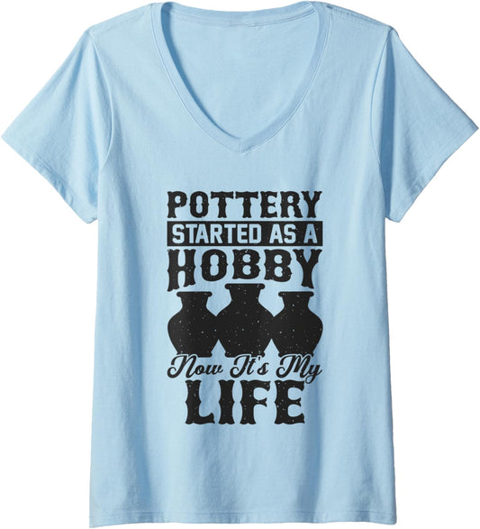 Womens Pottery Funny Ceramic Clay Maker Pottering V-Neck