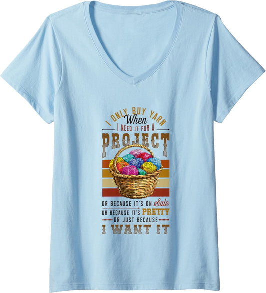 Womens Yarn Lover Buy Yarn Knitting Crocheting V-Neck