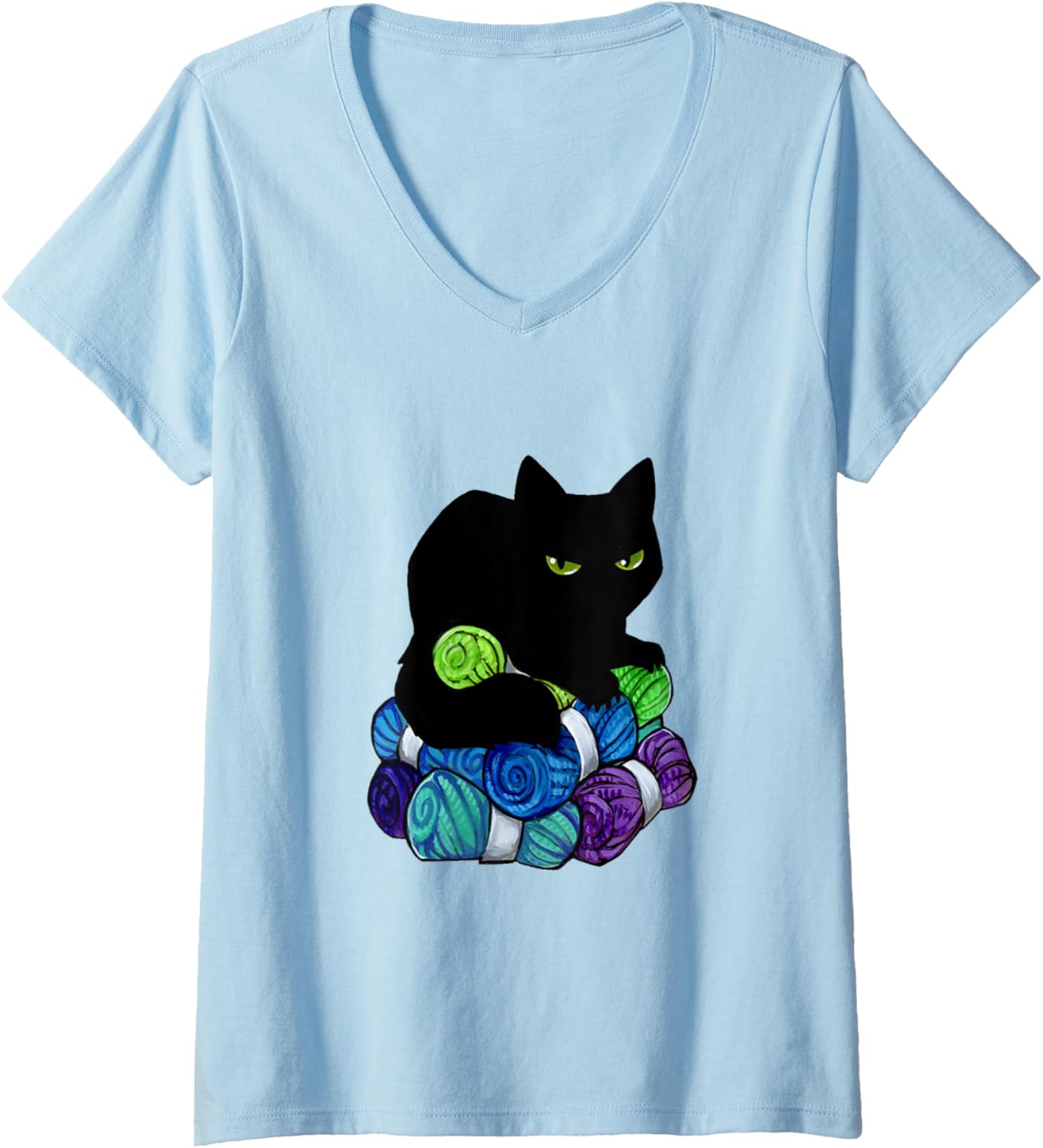 Womens Yarn hoarding void - black cat yarn funny V-Neck