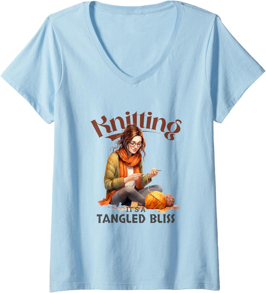 Knitting It's a Tangled Bliss For Yarn Lovers V-Neck