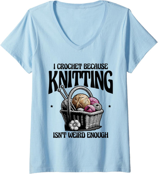 Womens Funny Crochet Yarn Lover Women Crocheter Design V-Neck