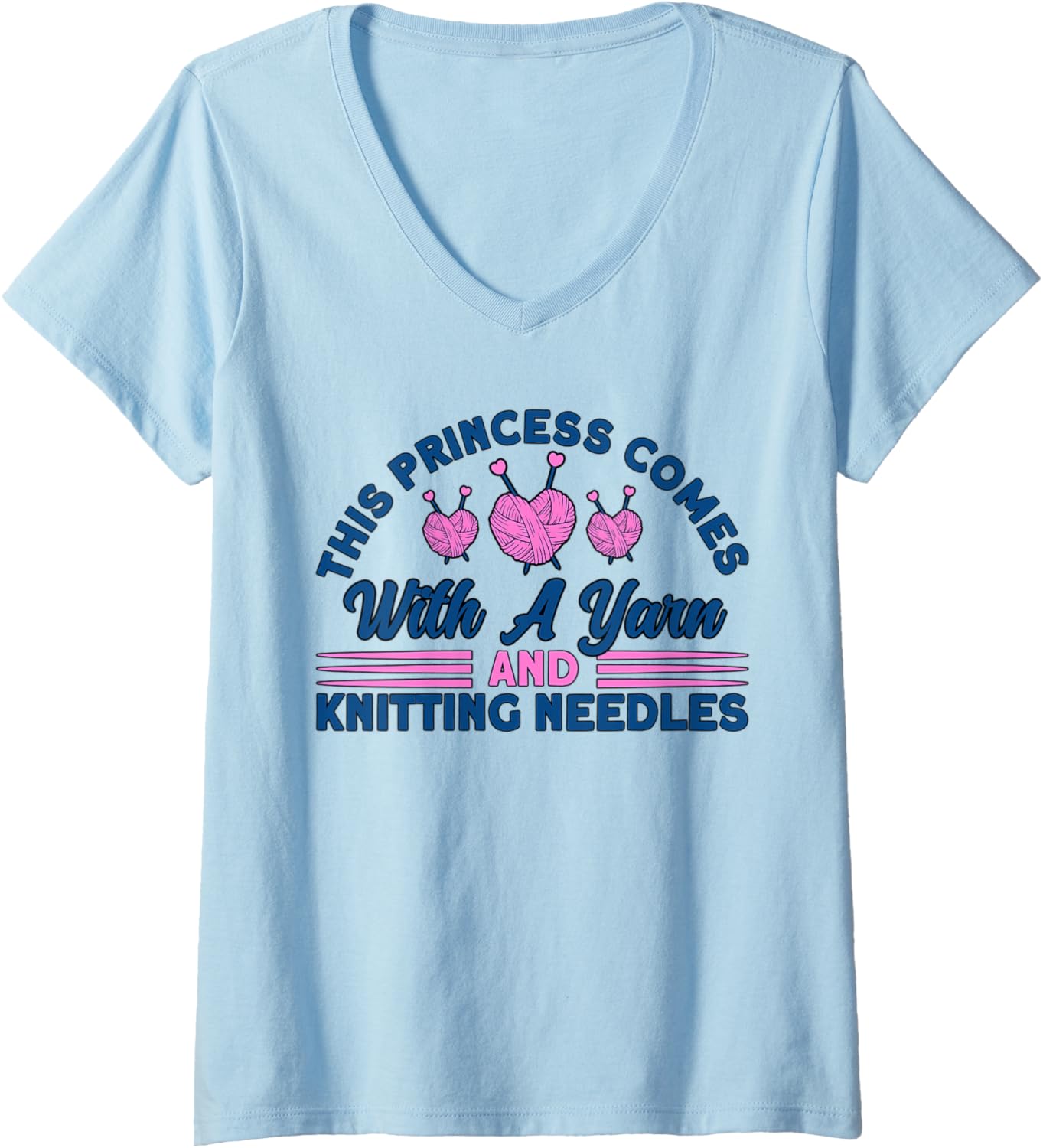 Womens Knitting Knitter Princess With Yarn V-Neck